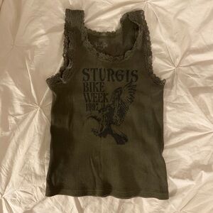 Graphic Brandy Melville Tank top Olive Green